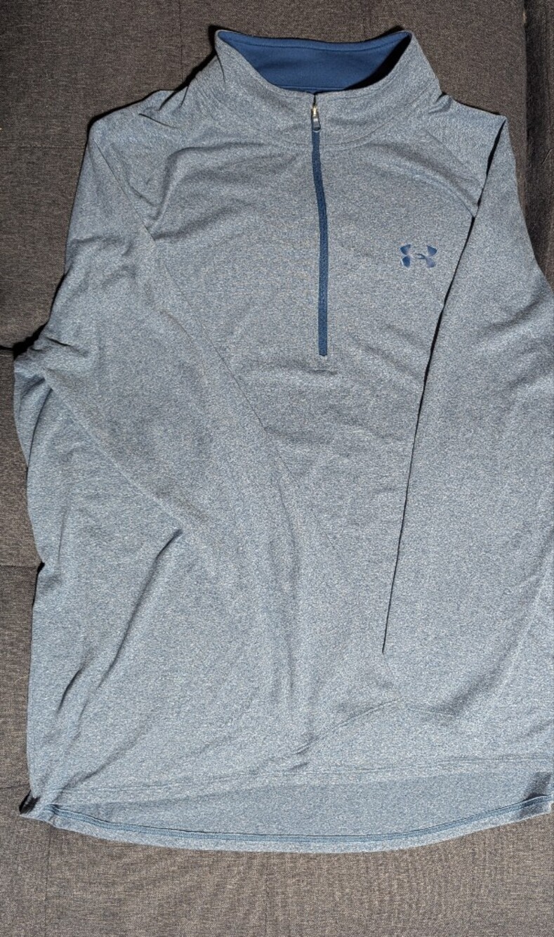 Under Armour HeatGear Tech 1/4 Zip Pullover Steel Blue Heather Mens 2XL Loose